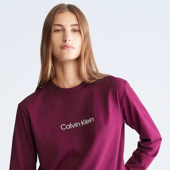 🩷CALVIN KLEIN BODY FITTING LIGHTWEIGHT LONG SLEEVE SCOOP NECK TOP SIZE SMALL - Picture 2 of 7